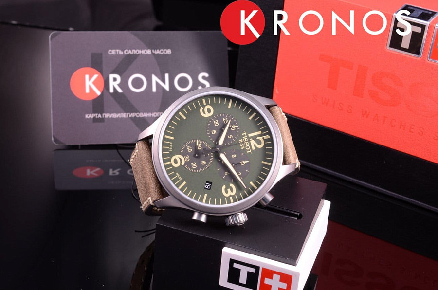 Часы Tissot Chrono XL T116.617.36.097.00 — зеленый, сталь металл