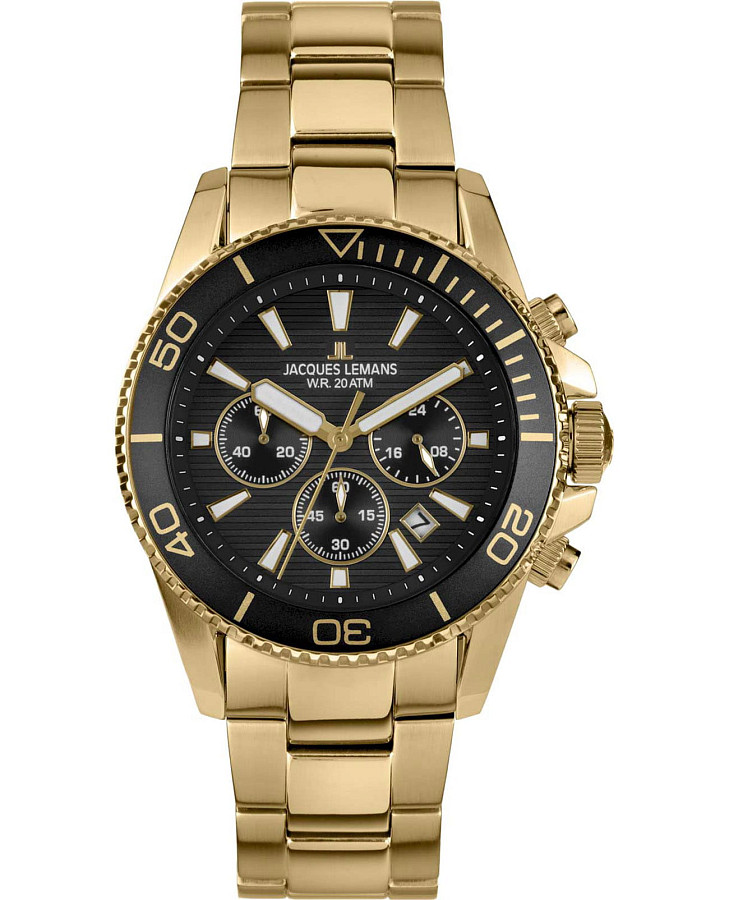 Часы Jacques Lemans Liverpool Diver 1-2206M — мужские, черный