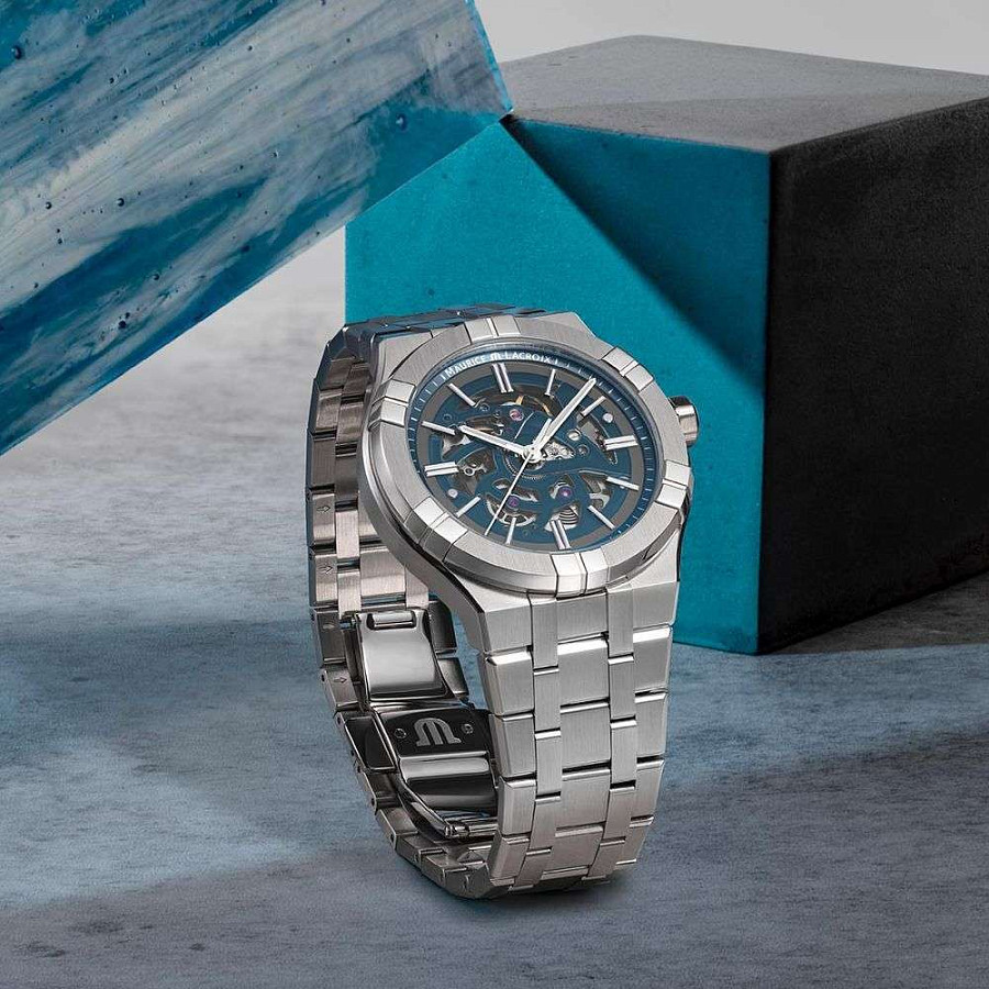 Часы Maurice Lacroix Aikon Automatic Skeleton AI6008-SS002-031-1 — механические, металл сталь