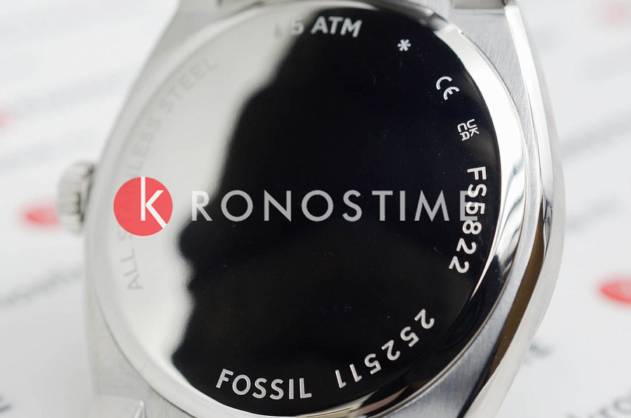 Часы Fossil Everett FS5822 — мужские, нержавеющая сталь
