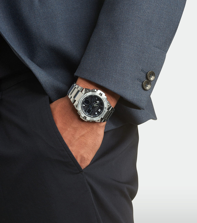 Часы Casio G-Shock GST-B400D-1ADR (GST-B400D-1A) — электронные, металл сталь карбон
