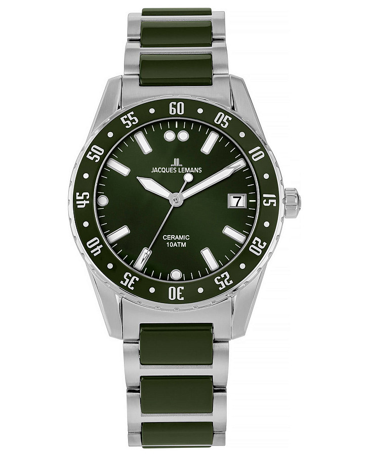 Часы Jacques Lemans High Tech Ceramic 42-10C — мужские, зеленый