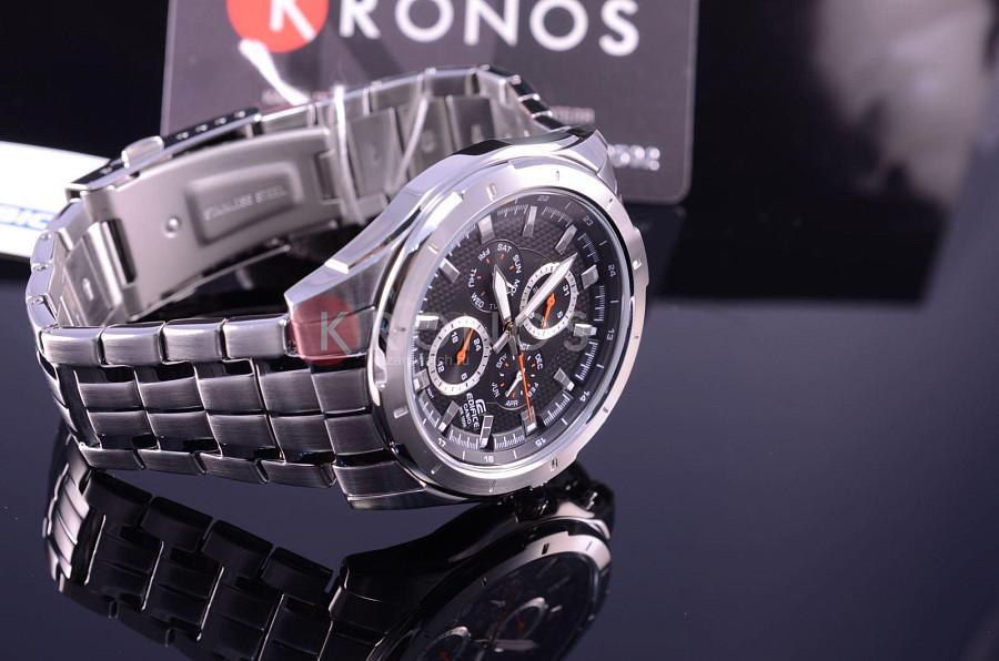 Часы Casio Edifice EF-328D-1A — мужские, нержавеющая сталь