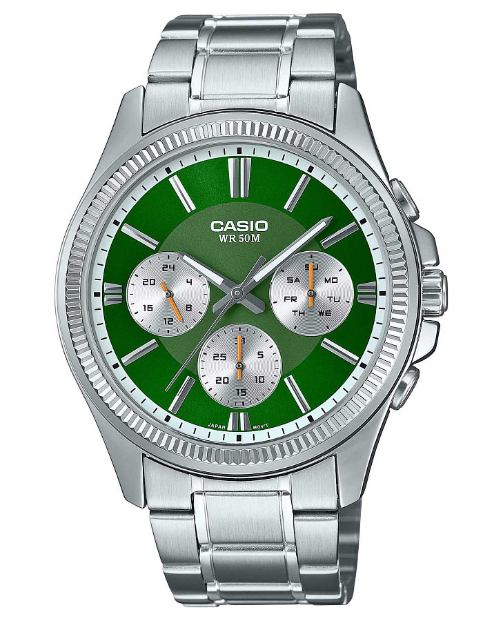 Часы Casio Collection MTP-1375D-3AVDF (MTP-1375D-3A — мужские, зеленый