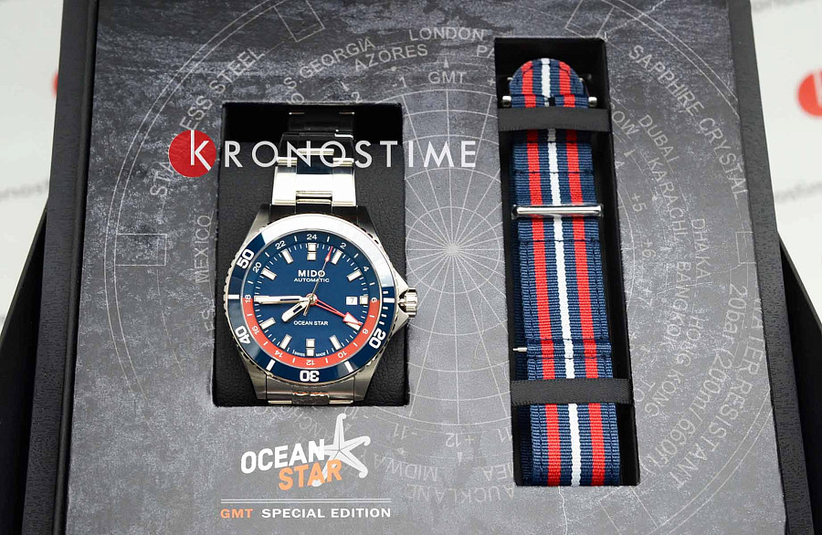 Часы Mido Ocean Star GMT M026.629.11.041.00 — синий, металл сталь