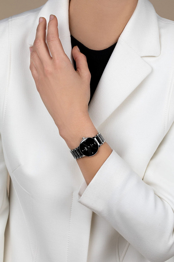 Часы Rado Centrix Automatic Diamonds R30020712 — сталь + высокотехнологичная керамика, женские