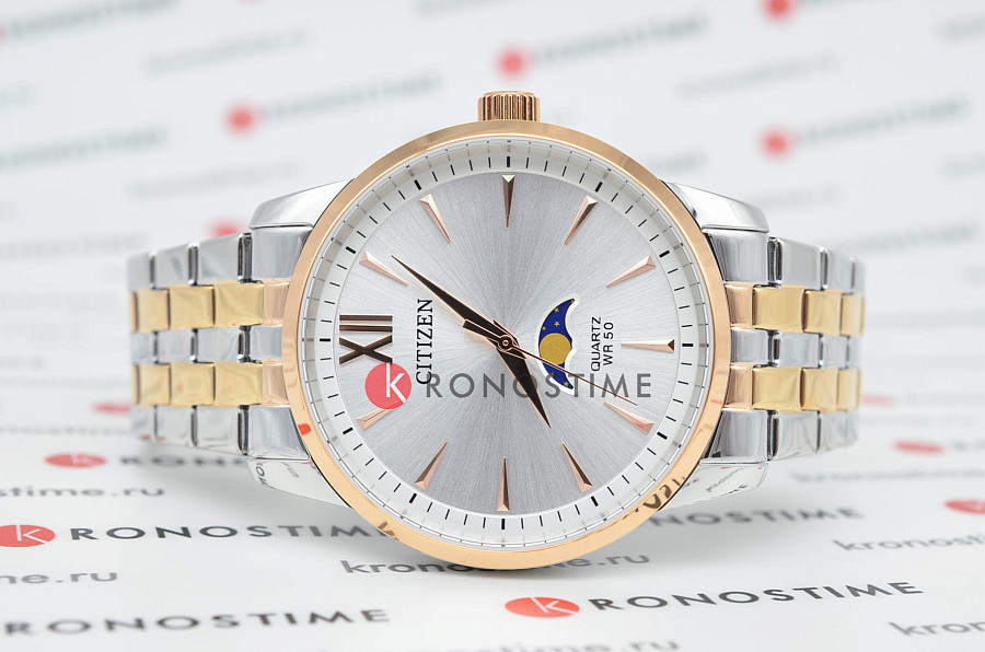 Часы Citizen Basic Moonphase AK5006-58A — кварцевые, металл сталь