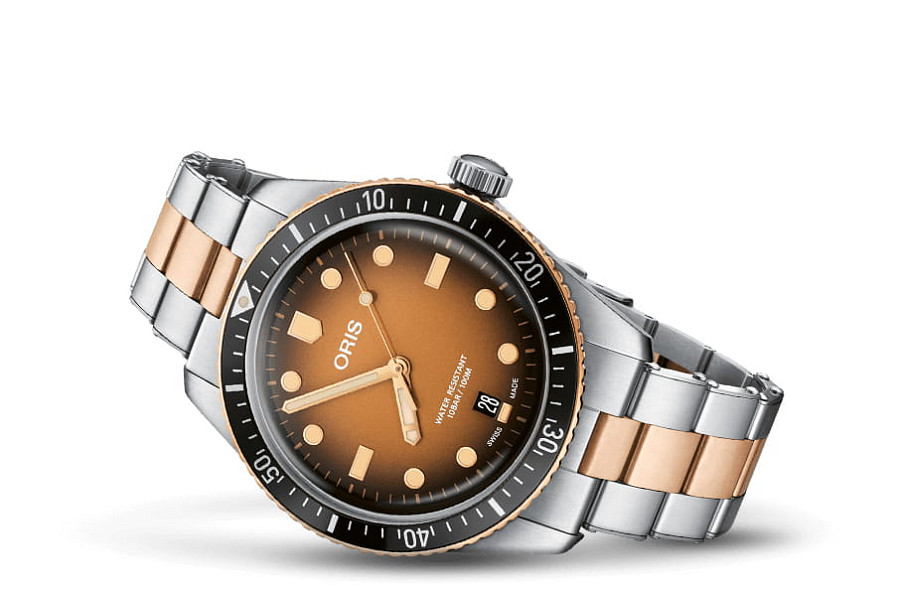 Часы Oris Divers Sixty‑Five 01 733 7707 4356-07 8 20 17 — механические, бронза