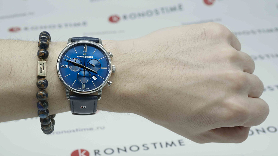 Часы Maurice Lacroix Eliros Chronograph EL1098-SS001-410-1 — мужские, кожаный