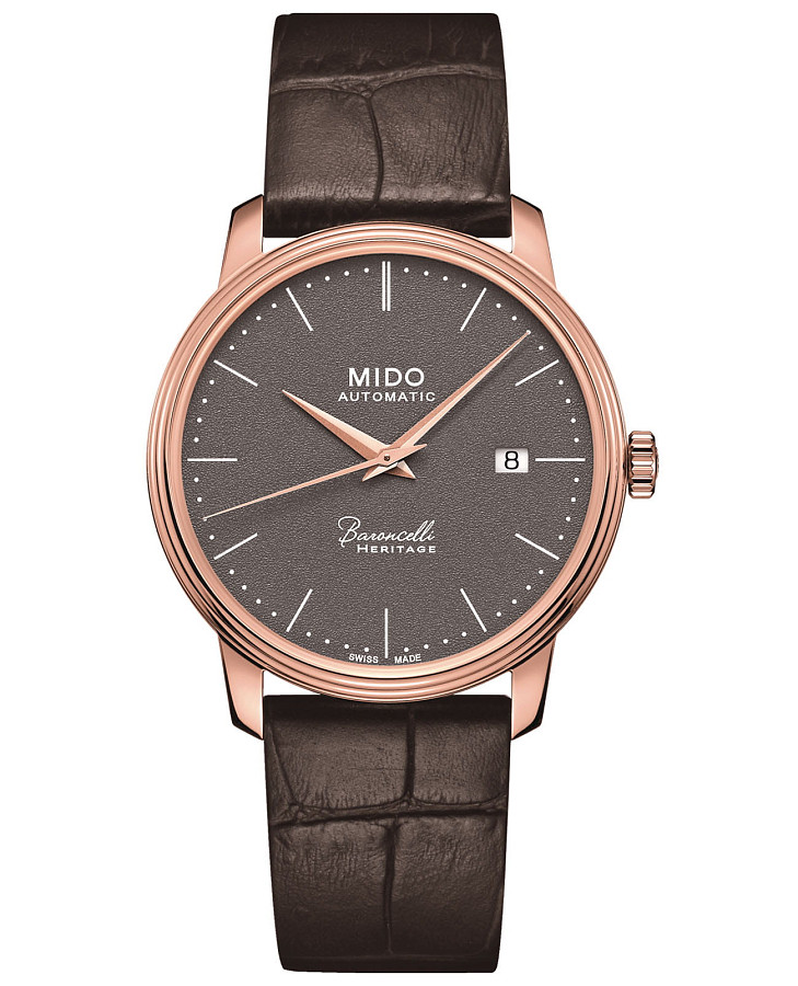 Часы Mido Baroncelli Heritage Gent M027.407.36.080.00 — мужские, антрацитовый