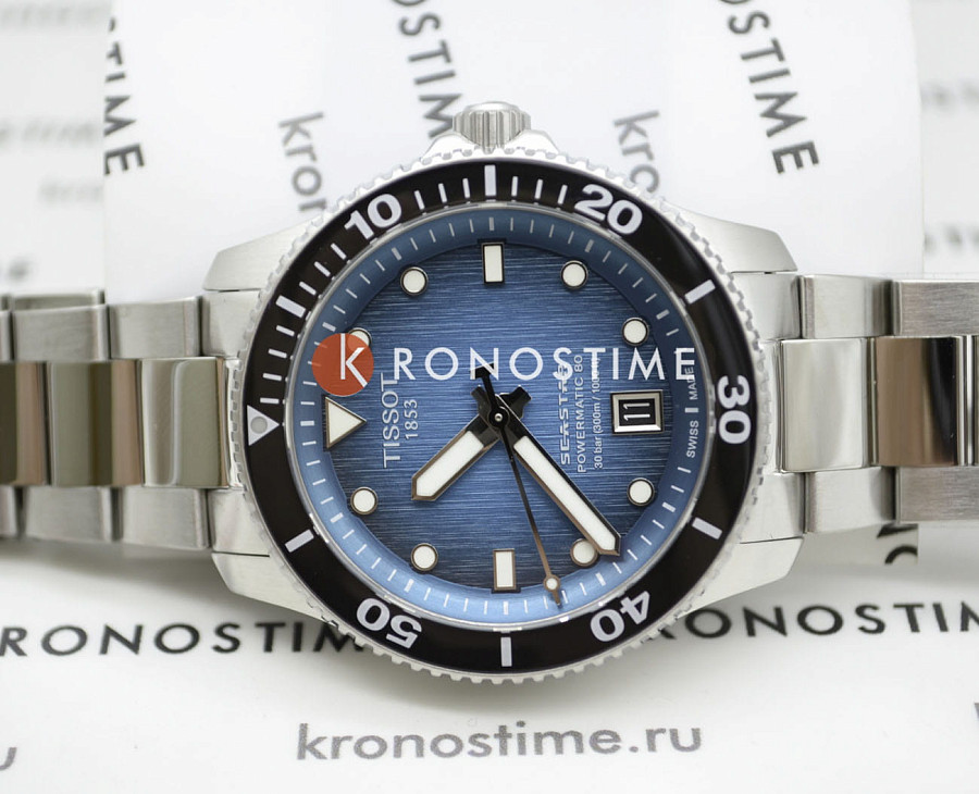 Часы Tissot Seastar 1000 Powermatic 80 T120.807.11.091.00 — бирюзовый, сталь металл