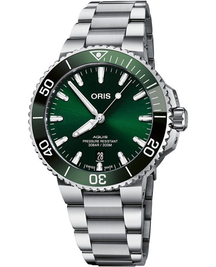 Часы Oris Aquis 01 733 7766 4157-07 8 22 05PEB — мужские, зеленый