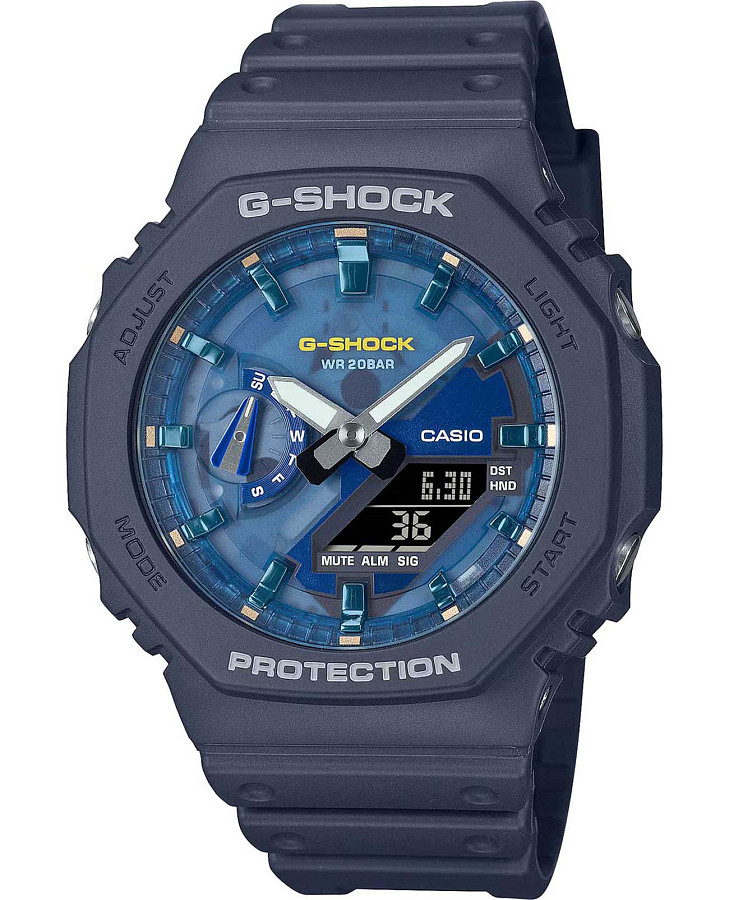 Часы Casio G-Shock GA-2100AS-2A — мужские, синий