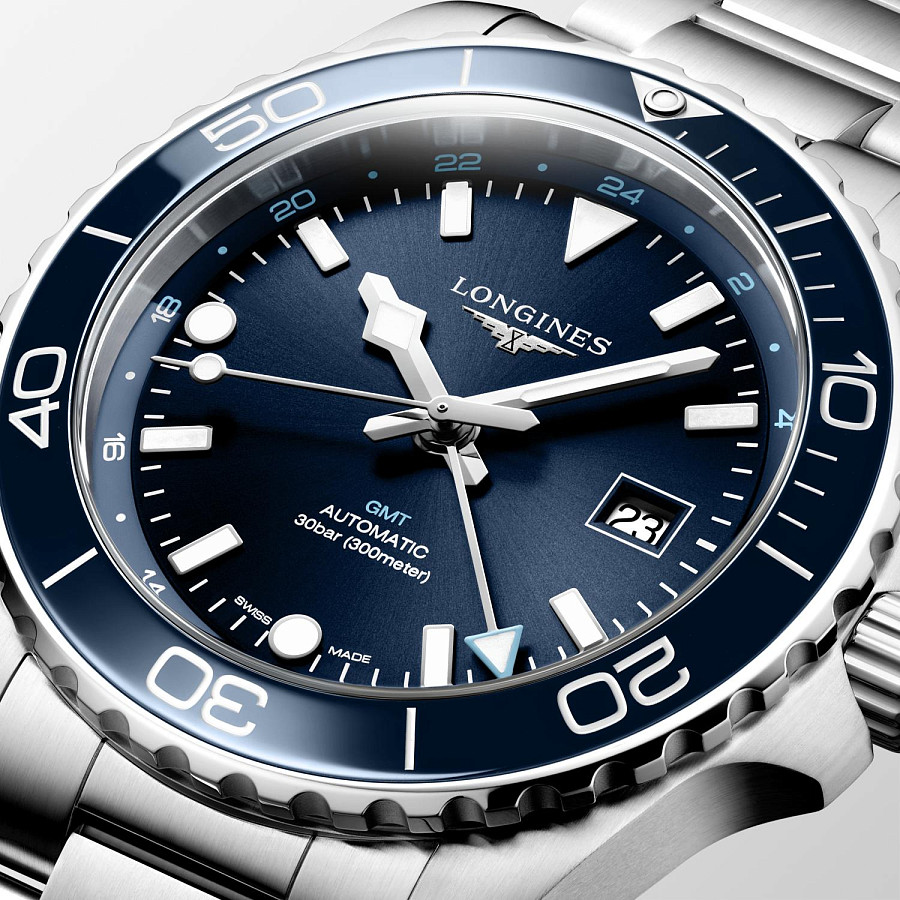 Часы Longines Hydroconquest GMT L3.890.4.96.6 — механические, сталь металл