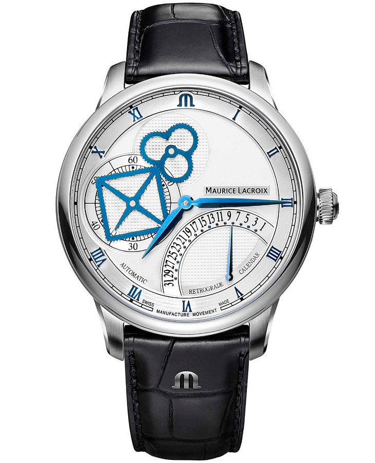 Часы Maurice Lacroix Masterpiece Square Wheel Retrograde MP6058-SS001-110-1 — мужские, серебристый