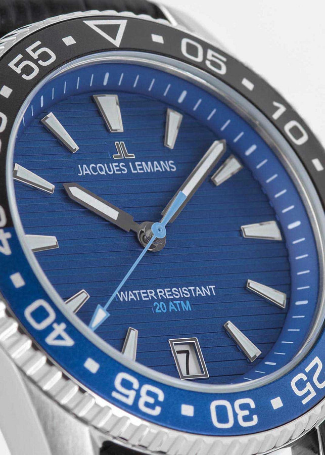 Часы Jacques Lemans Liverpool Diver 1-2205B — кварцевые, сталь металл