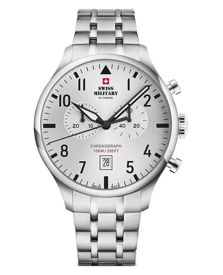 Часы Swiss Military by Chrono Vintage Chronograph SM34098.02 — мужские, белый