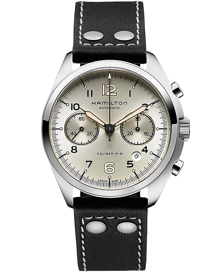 Часы Hamilton Khaki Aviation Pilot Pioneer Auto Chrono H76416755 — мужские, бежевый