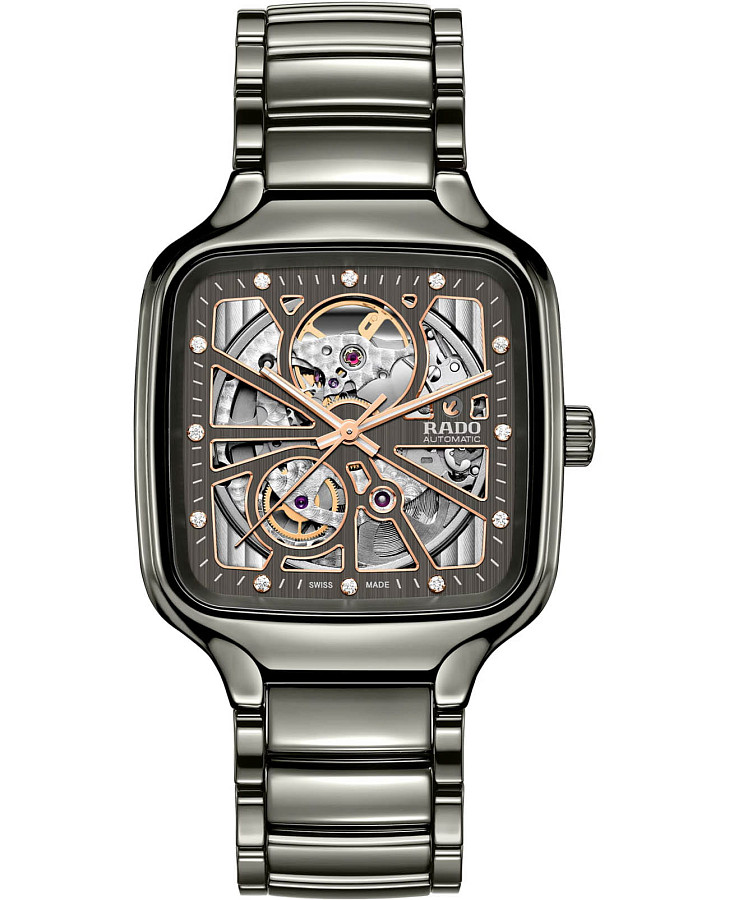 Часы Rado True Square Automatic Open Heart R27083712 — мужские, серый