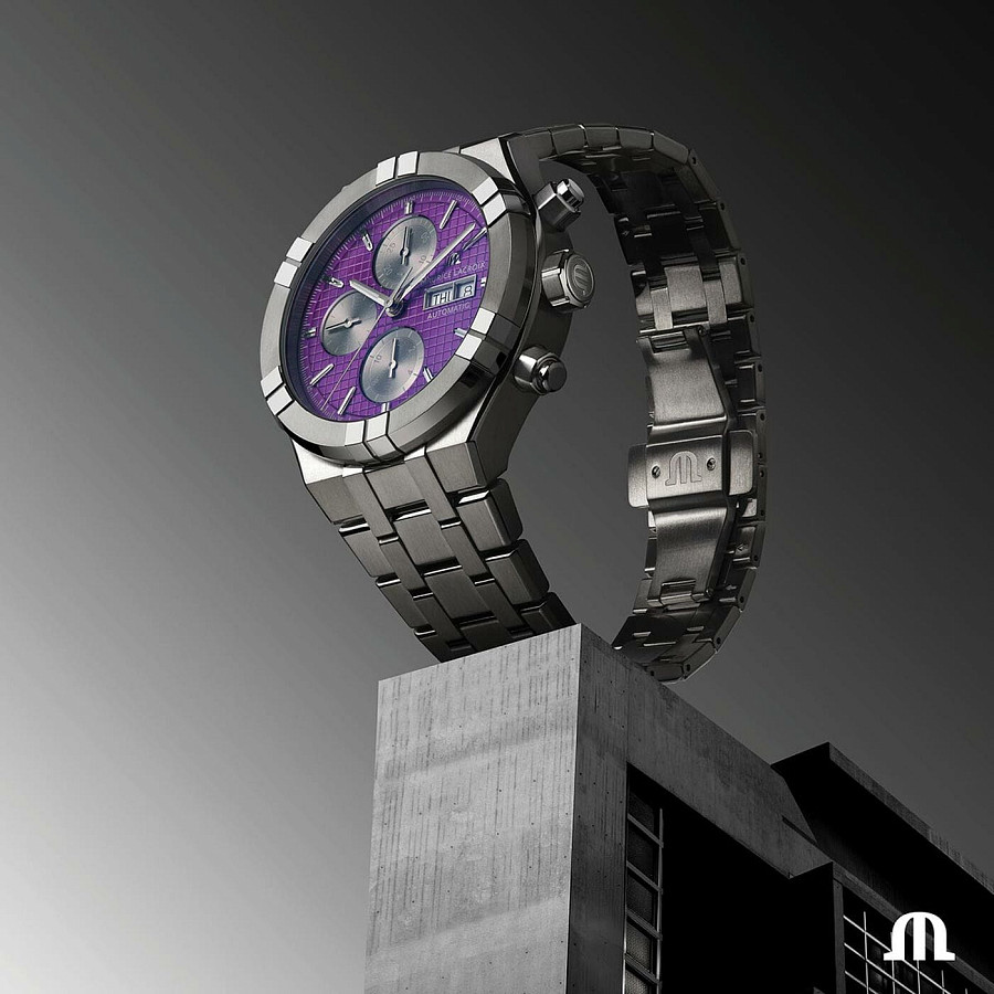 Часы Maurice Lacroix Aikon Automatic Titanium Chronograph AI6038-TT032-430-1 — механические, титан