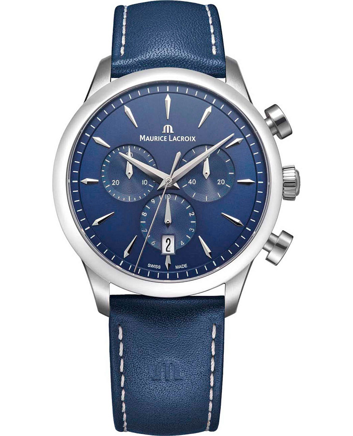 Часы Maurice Lacroix 1975 Quartz Chronograph 40mm 751038-SS001-430-4 — мужские, синий