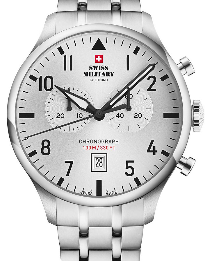 Часы Swiss Military by Chrono Vintage Chronograph SM34098.02 — кварцевые, сталь металл