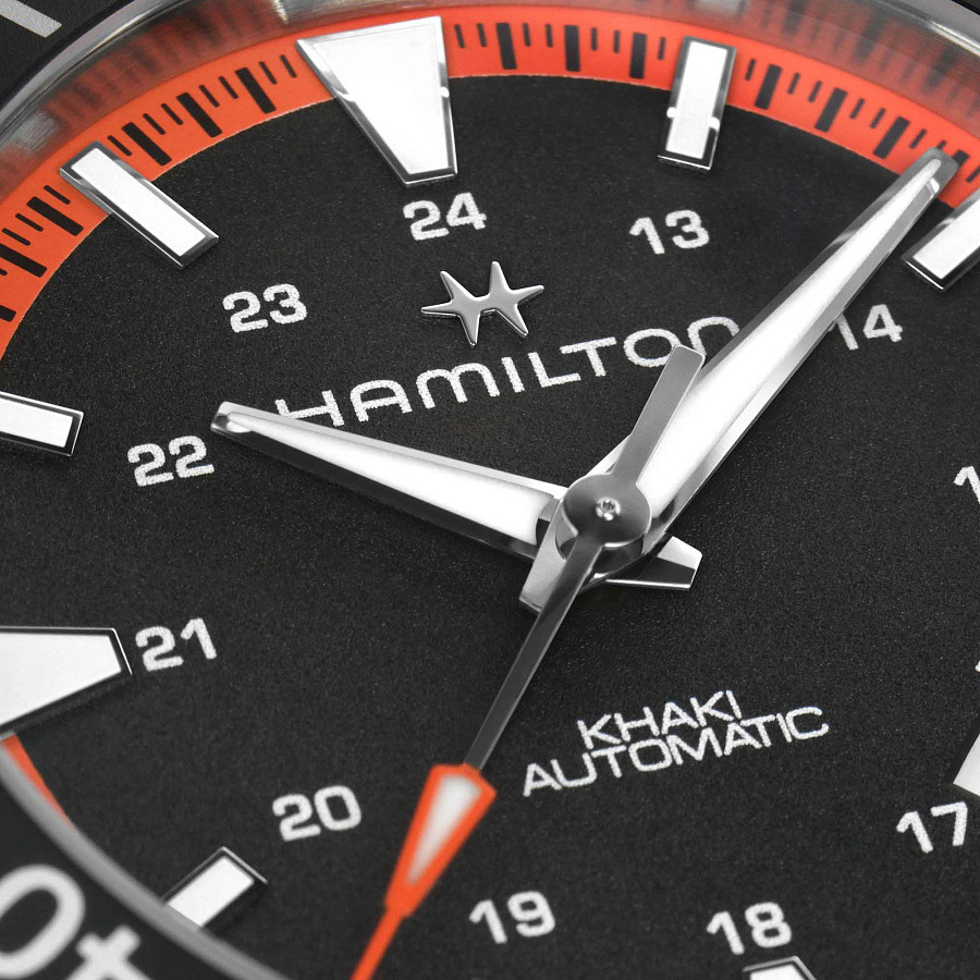 Часы Hamilton Khaki Navy Scuba Auto H82395331 — мужские, оранжевый
