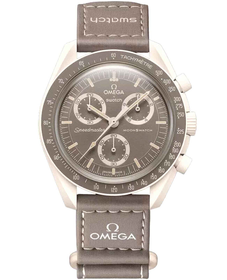 Часы Swatch x Omega Bioceramic Moonswatch Mission on Earth: Desert SO33T103 — мужские, бежевый
