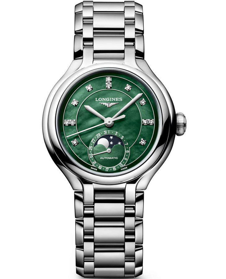 Часы Longines PrimaLuna Moonphase L8.126.4.07.6 — женские, зеленый