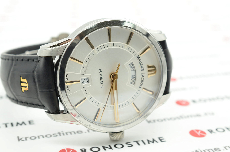 Часы Maurice Lacroix Pontos Day Date PT6358-SS001-23E-2 — механические, металл сталь