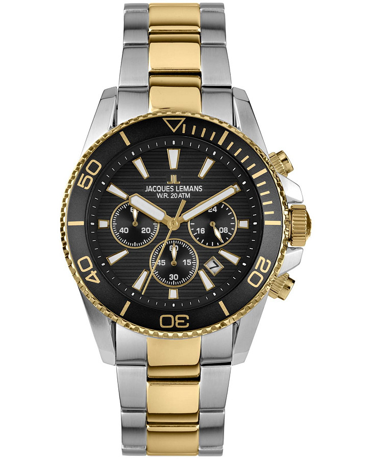 Часы Jacques Lemans Liverpool Diver 1-2206L — мужские, черный