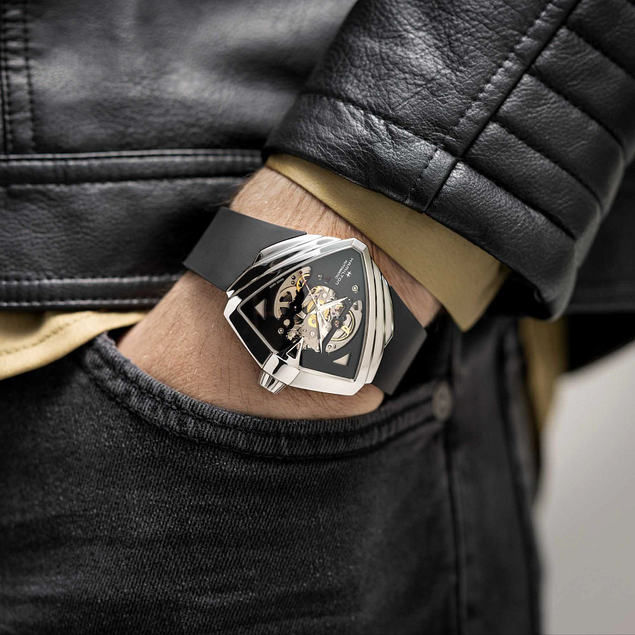 Часы Hamilton Ventura XXL Skeleton Auto H24625330 — механические, сталь