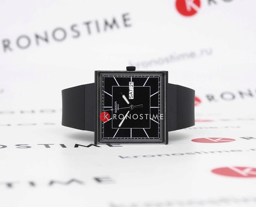 Часы Swatch Square Bioceramic Standard SO34B701 — кварцевые, биокерамика
