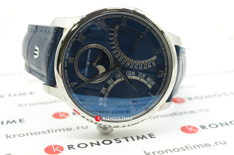 Часы Maurice Lacroix Masterpiece Moonphase Retrograde MP6608-SS001-410-1 — кожаный, мужские