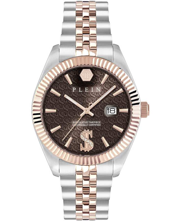Часы Philipp Plein Date Superlative PWMFA0925 — мужские, коричневый