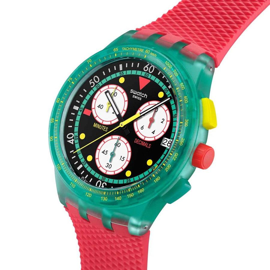 Часы Swatch Neon Emerald Chrono SUSG409 — пластик, Швейцария