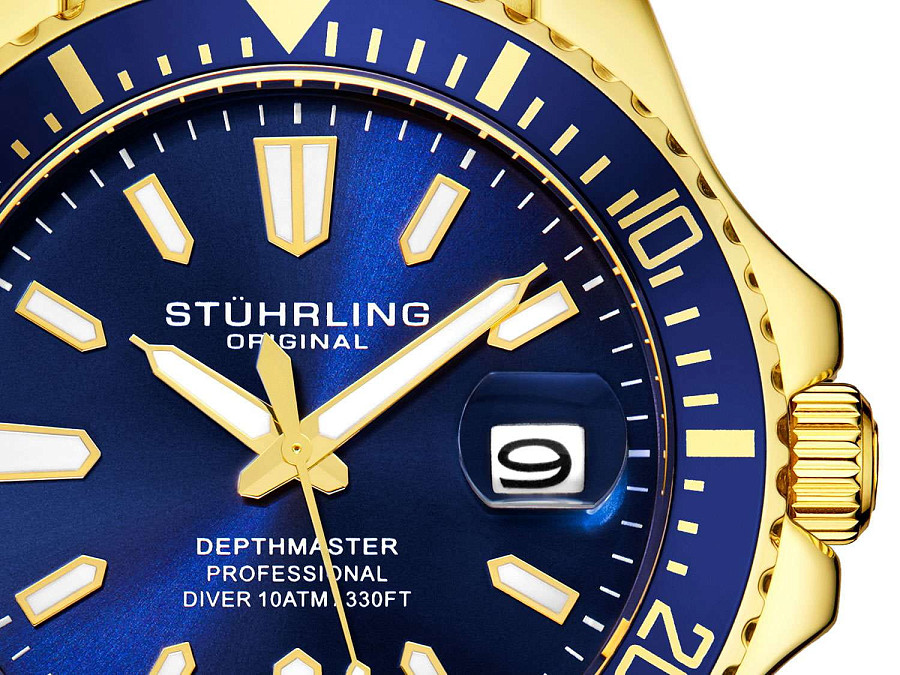 Часы Stuhrling Aquadiver 3950A.8 — кварцевые, сталь металл