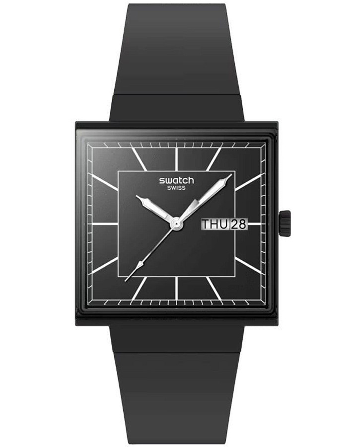 Часы Swatch Square Bioceramic Standard SO34B701 — женские, черный