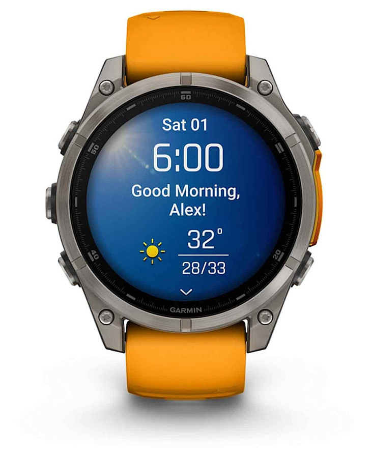 Часы Garmin Fenix 8 47mm Amoled Sapphire Titanium Orange 010-02904-11 — электронные