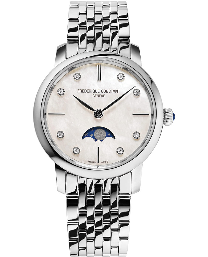Часы Frederique Constant Slimline Ladies Moonphase FC-206MPWD1S6B — женские, белый