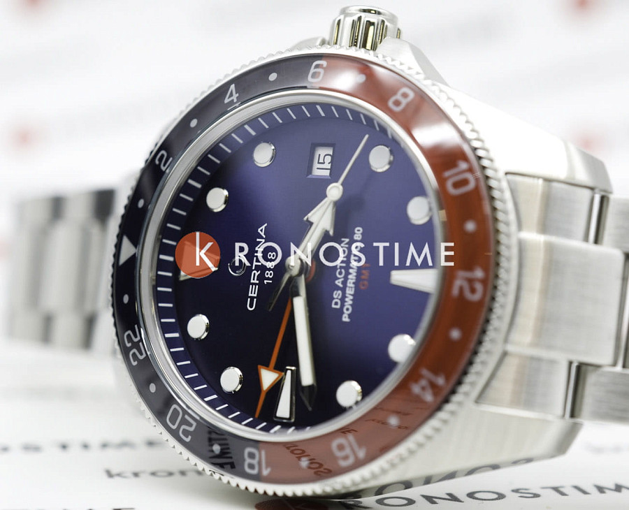 Часы Certina DS Action Gmt Powermatic 80 C032.929.11.041.00 — нержавеющая сталь 316l, мужские
