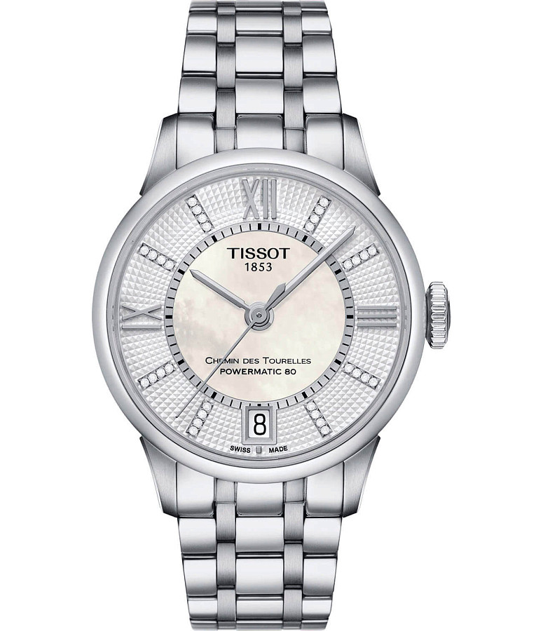 Часы Tissot Chemin des Tourelles Powermatic 80 Lady T099.207.11.116.00 — женские, белый
