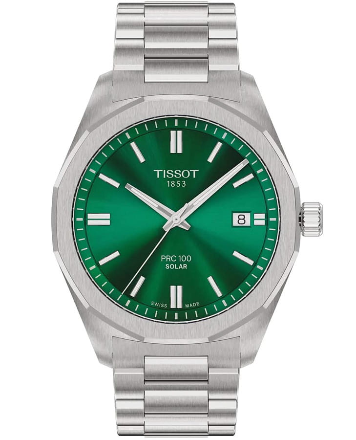 Часы Tissot PRC 100 Solar Quartz 39 mm T151.422.11.091.00 — мужские, зеленый