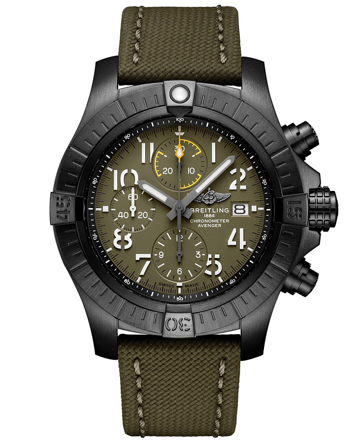 Часы Breitling Avenger Chronograph 45 Night Mission V13317101L1X1 — мужские, зеленый