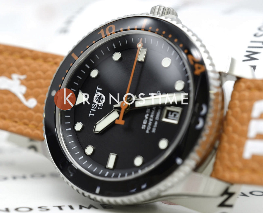 Часы Tissot Seastar 1000 Powermatic 80 T120.807.17.051.00 — мужские, оранжевый