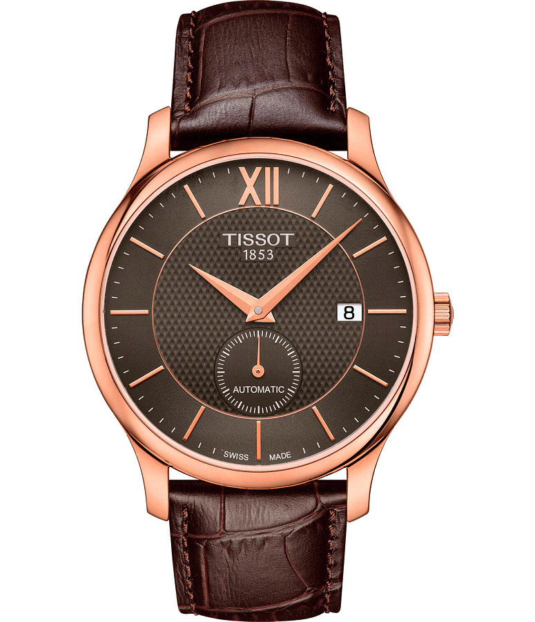 Часы Tissot Tradition Automatic Small Second T063.428.36.068.00 — мужские, коричневый