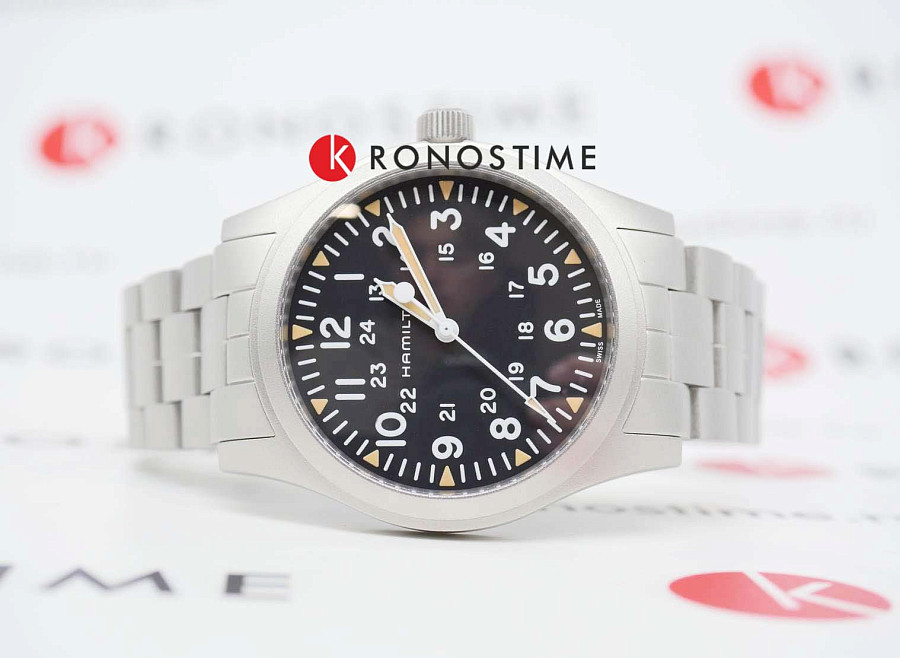 Часы Hamilton Khaki Field Mechanical 42mm H69529133 — механические, сталь металл