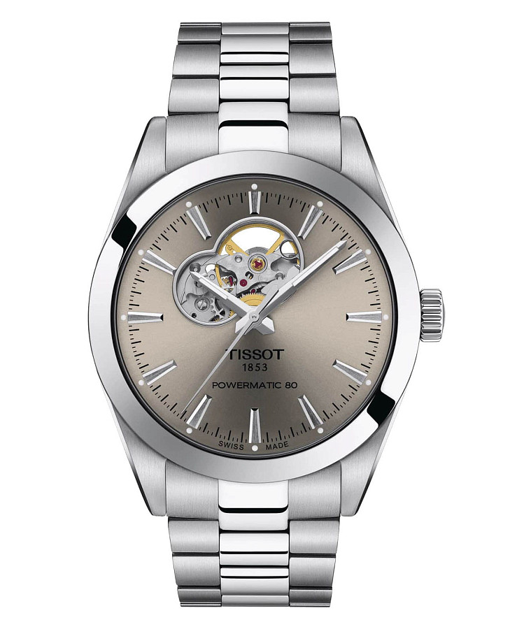 Часы Tissot Gentleman Powermatic 80 Silicium T127.407.11.081.00 — мужские, серый