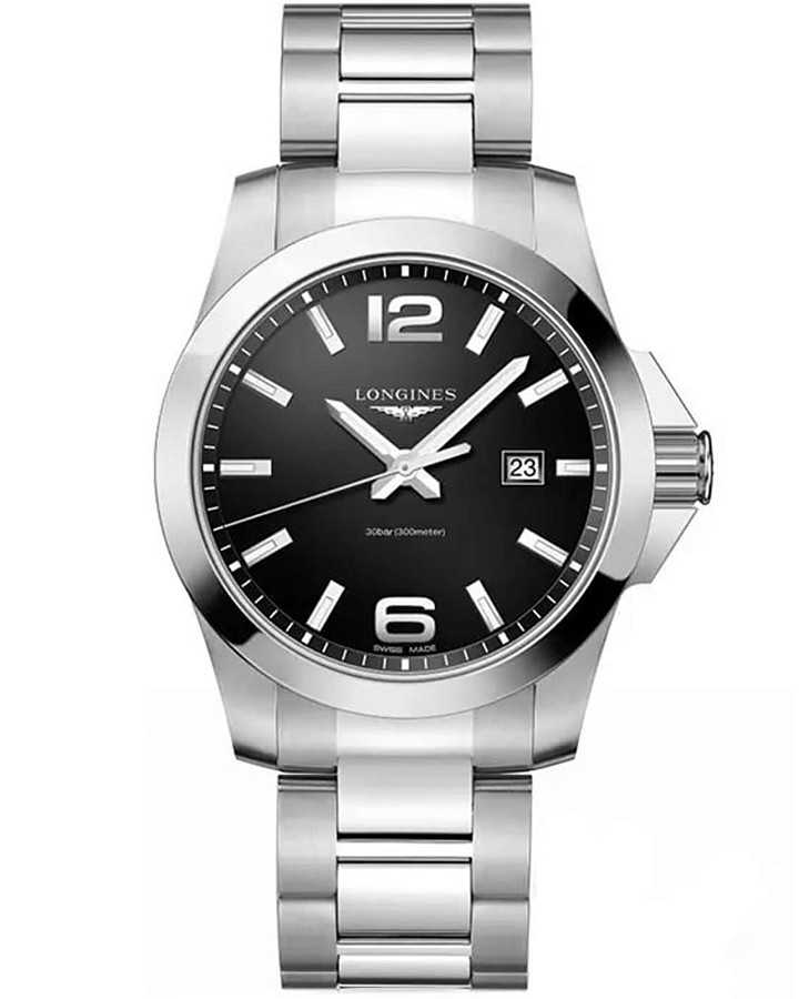 Часы Longines Conquest L3.760.4.56.6 — мужские, черный