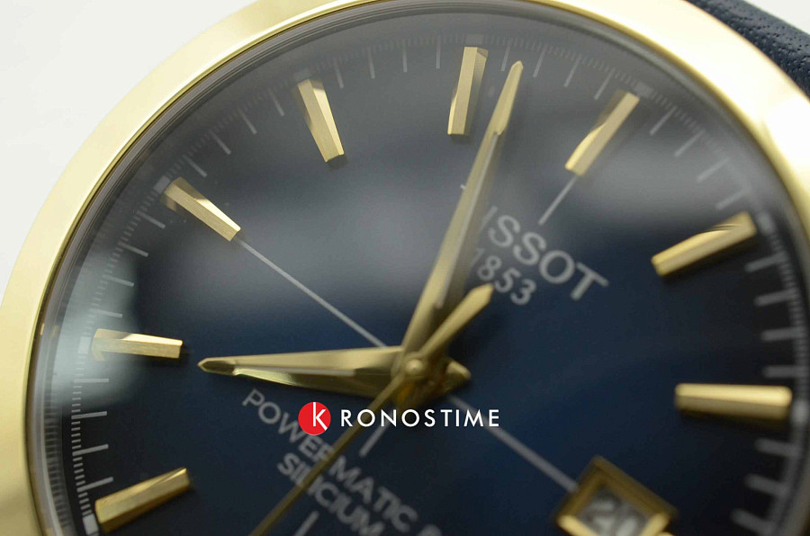 Часы Tissot Gentleman Powermatic 80 Silicium 18K Gold T927.407.46.041.01 — мужские, синий